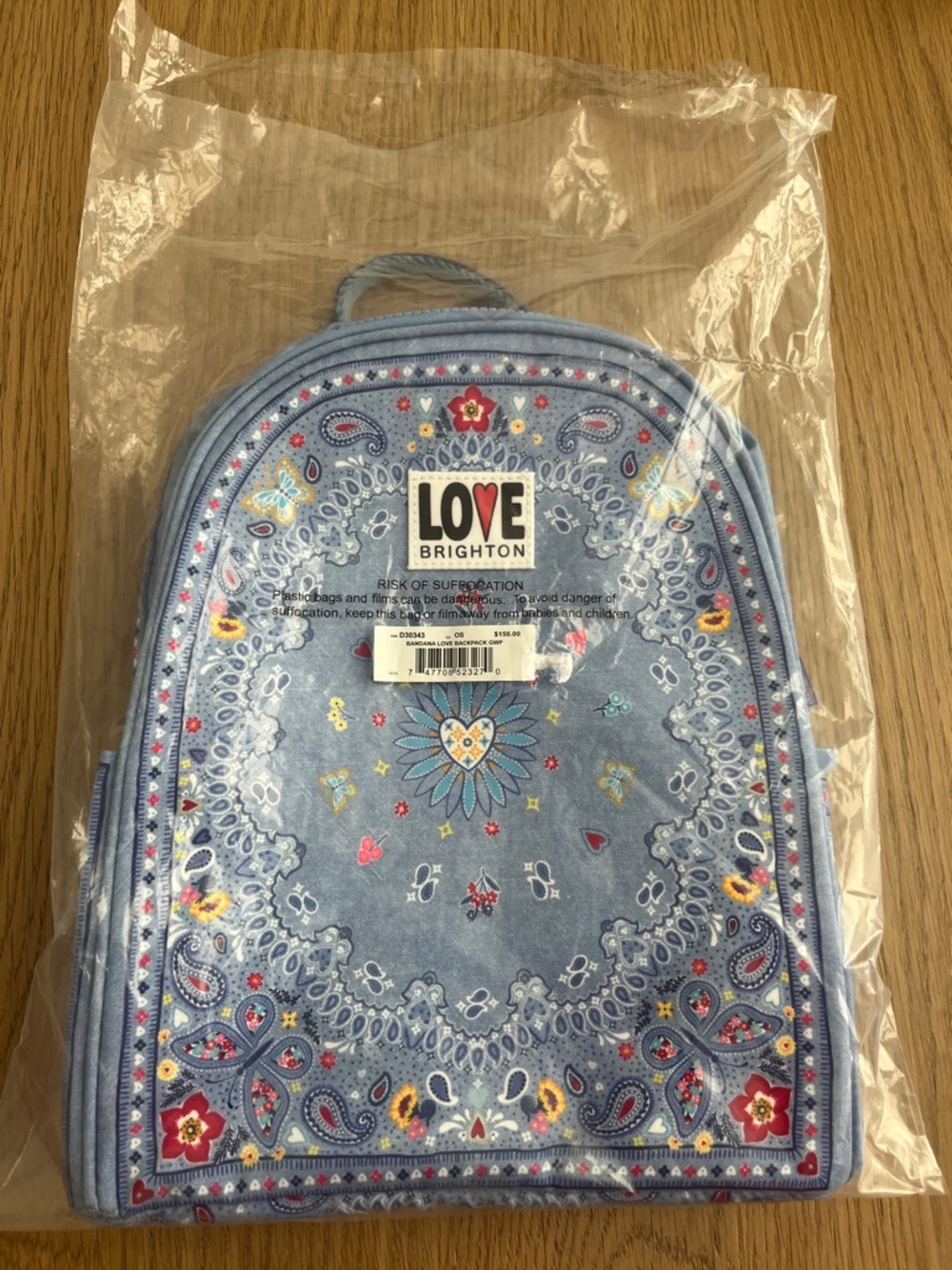 Brighton Blue Paisley Bandana Mini Backpack with Heart Medallion